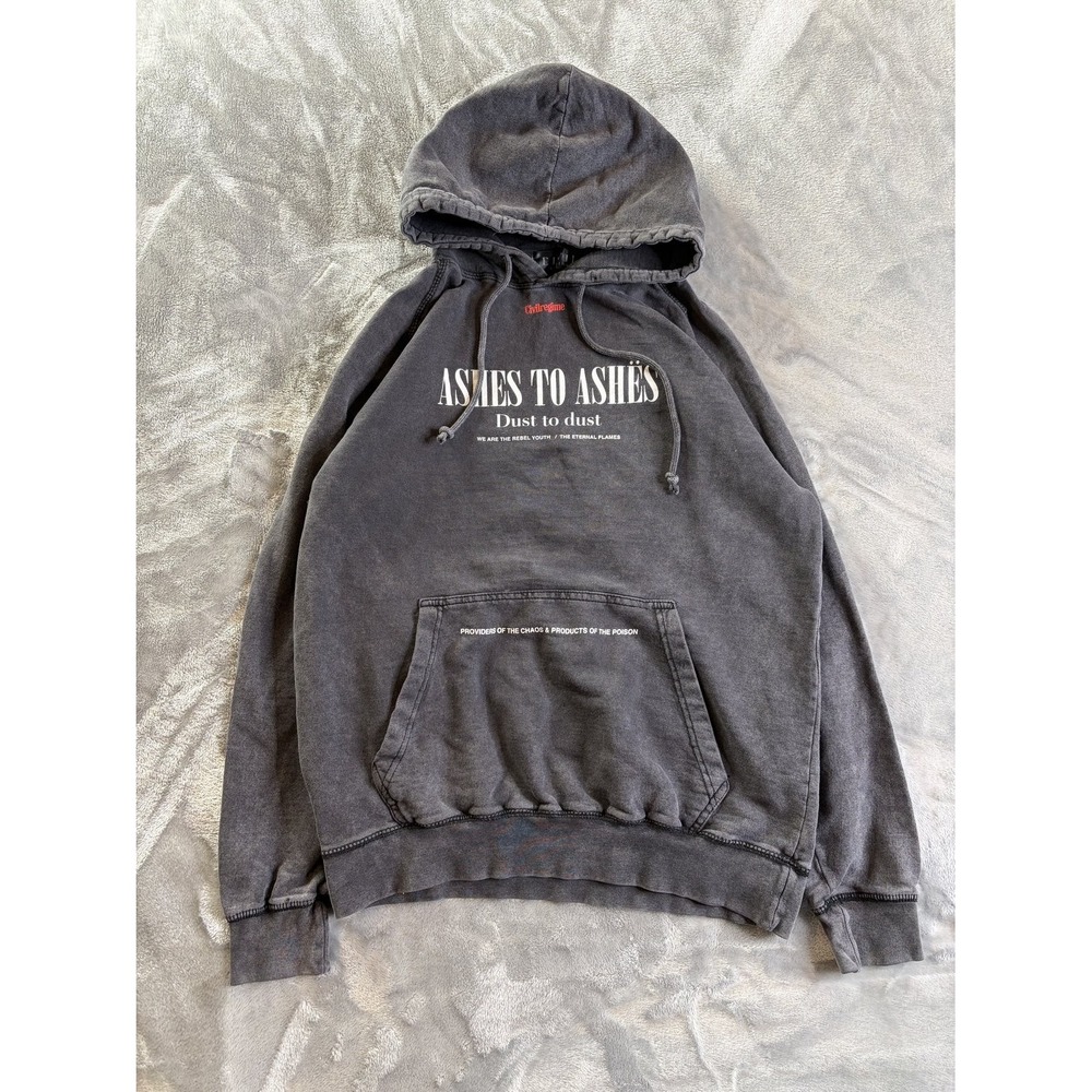 Vintage Civil Regime Ashes to Ashes Dust to Dust Hoodie Washed Black Streetwear
